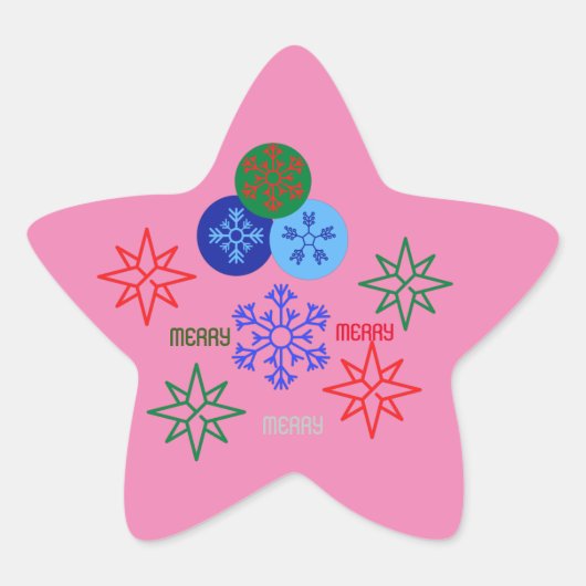 Christmas Pink Star Ster Sticker (Voorkant)