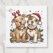 Christmas Pit Bull Dogs Bedankjes Labels (Voorkant)