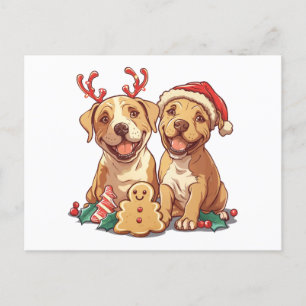 Christmas Pit Bull Dogs Briefkaart