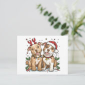 Christmas Pit Bull Dogs Briefkaart (Staand voorkant)