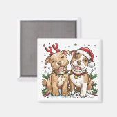 Christmas Pit Bull Dogs Magneet (Voorkant / Achterkant)