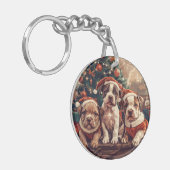 Christmas Pit Bull Puppy Dogs Sleutelhanger (Voorkant Links)