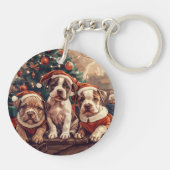 Christmas Pit Bull Puppy Dogs Sleutelhanger (Achterkant)