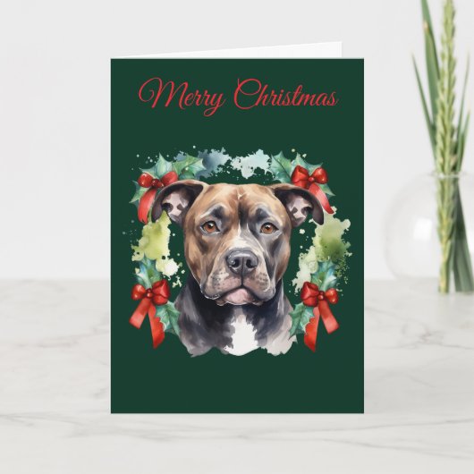 Christmas Pitbull Feestdagen Kaart (Voorkant)