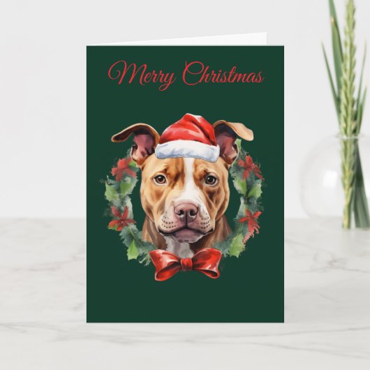 Christmas Pitbull Feestdagen Kaart (Voorkant)