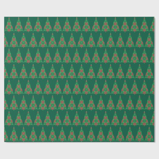 Christmas pixelated tree wrapping paper cadeaupapier (Vlak)