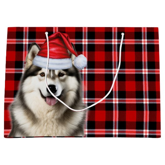 Christmas Plaid Alaskan Malamute Hondenliefhebber Groot Cadeauzakje (Voorkant)