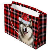 Christmas Plaid Alaskan Malamute Hondenliefhebber Groot Cadeauzakje (Achterkant Gekanteld)