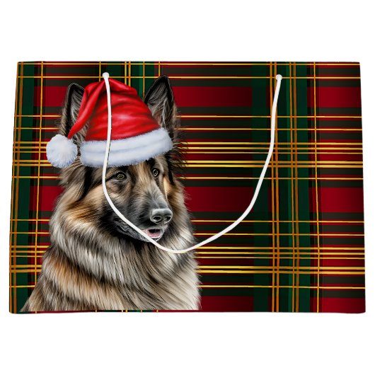 Christmas Plaid Belgian Tervuren Hondenliefhebber  Groot Cadeauzakje (Voorkant)