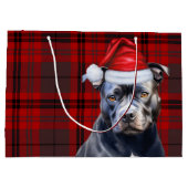 Christmas Plaid Bluenose Pitbull Hondenliefhebber Groot Cadeauzakje (Achterkant)