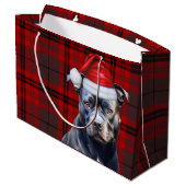 Christmas Plaid Bluenose Pitbull Hondenliefhebber Groot Cadeauzakje (Achterkant Gekanteld)