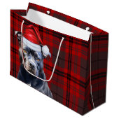 Christmas Plaid Bluenose Pitbull Hondenliefhebber Groot Cadeauzakje (Voorkant Gekanteld)