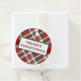 Christmas Plaid Bright met Vrolijk Kerstfeest Bedankjes Labels