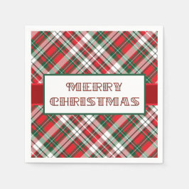 Christmas Plaid Bright met Vrolijk Kerstfeest Servet