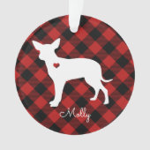 Christmas Plaid Chihuahua Hond Naam Foto Ornament (voorkant)
