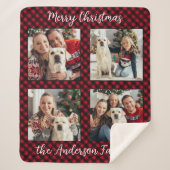 Christmas Plaid Familie Custom Modern 4 Afbeelding Sherpa Deken (Voorkant)