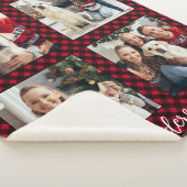 Christmas Plaid Familie Custom Modern 4 Afbeelding Sherpa Deken (3/4)