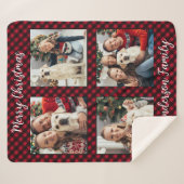 Christmas Plaid Familie Custom Modern 4 Afbeelding Sherpa Deken (Voorkant (horizontaal))