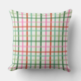 Christmas Plaid - Green Pink & White Kussen