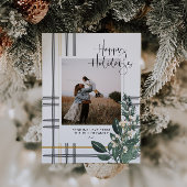 Christmas Plaid Greenery Vakantie Foto Briefkaart