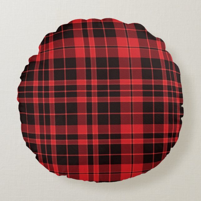 Christmas Plaid Pattern Rond Kussen (Voorkant)