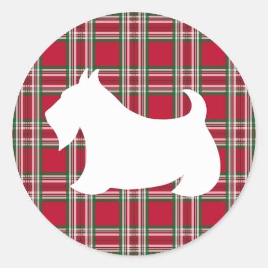 Christmas Plaid Schotse Terriër Hond Sticker (Voorkant)