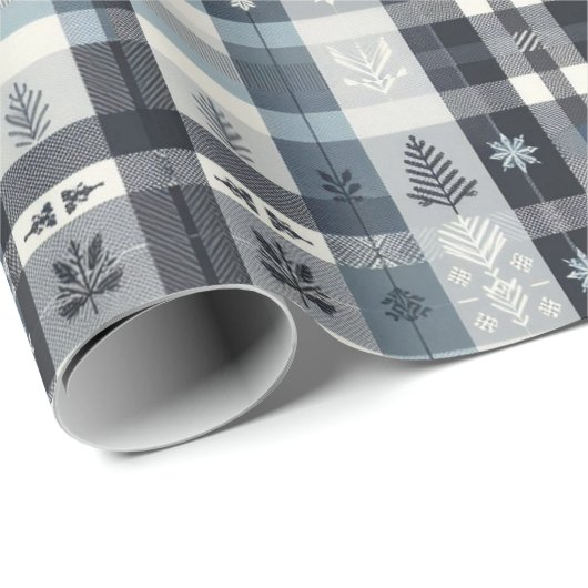 Christmas Plaid Snowflake & Tree Cadeaupapier (Rol Hoek)