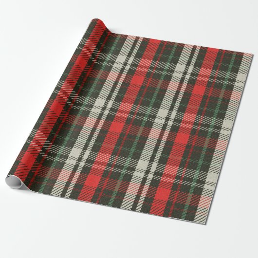 Christmas Plaid Tartan Pattern Cadeaupapier (Uitgerold)