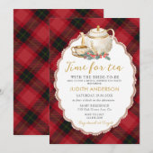 Christmas Plaid Tea Party Bridal Shower Invitation (Devant / Derrière)