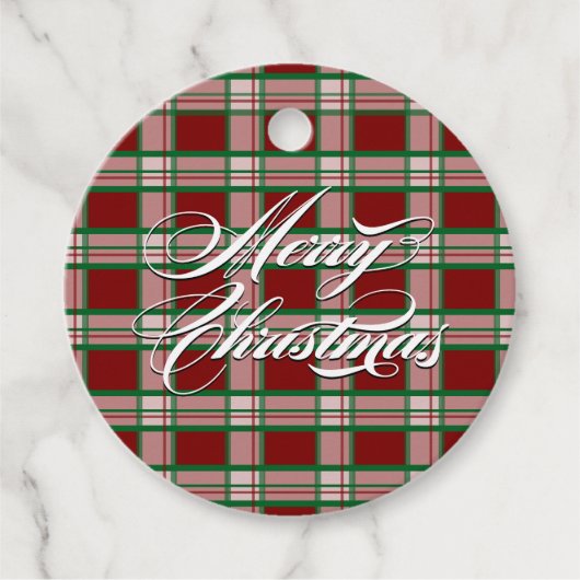Christmas Plaid Vakantie Cadeau Labels (Voorkant)