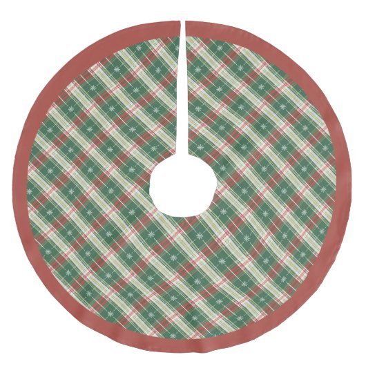 Christmas Plaid White with Green and Red Kerstboom Rok (Voorkant)