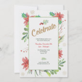 Christmas Poinsettia Frame Invitation (Devant)