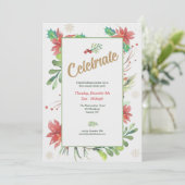 Christmas Poinsettia Frame Invitation (Debout devant)