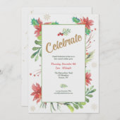 Christmas Poinsettia Frame Invitation (Devant / Derrière)