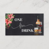 Christmas Poinsettia Free Drink Party Card Ticket (Devant)