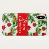 Christmas Poinsettia Motif iPhone X Coque (Dos (Horizontal))