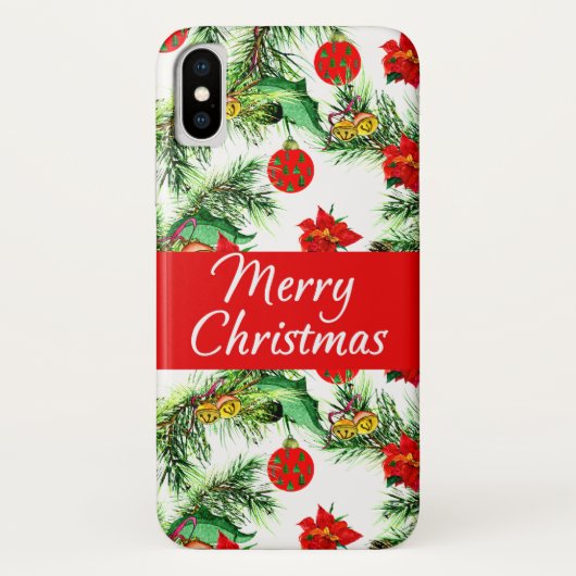 Christmas Poinsettia Motif iPhone X Coque (Dos)