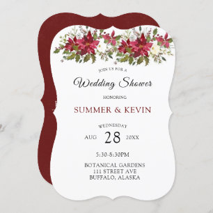 Christmas Poinsettia Wedding shower Invitation