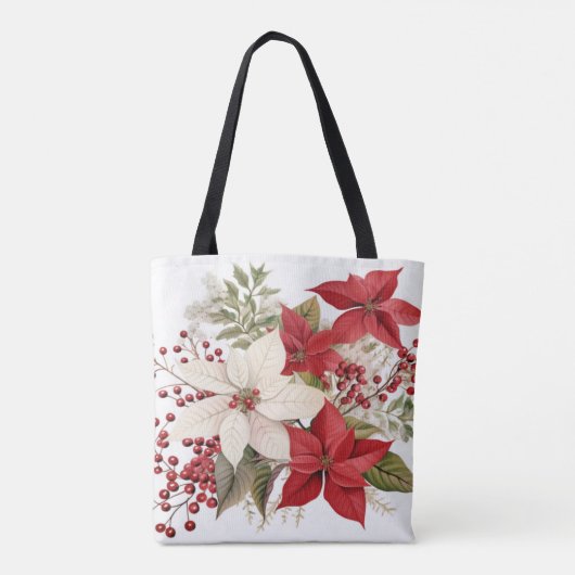 Christmas Poinsettias Canvas tas (Achterkant)