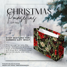 Christmas Poinsettias Gift Bag Groot Cadeauzakje