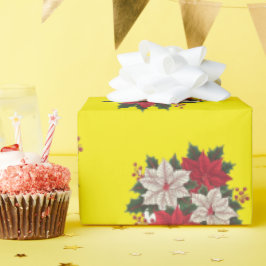 Christmas Poinsettias Gift Wrap Holiday Wrap Cadeaupapier