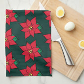 Christmas Poinsettias Kitchen Towel Theedoek (Quarter Fold)