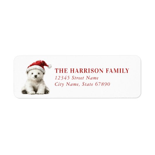 Christmas Polar Bear Return Address Labels (Voorkant)