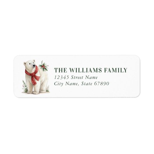 Christmas Polar Bear Return Address Labels (Voorkant)