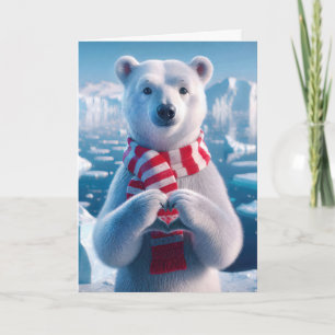 Christmas Polar Beer met poten die een hart vormen Kaart