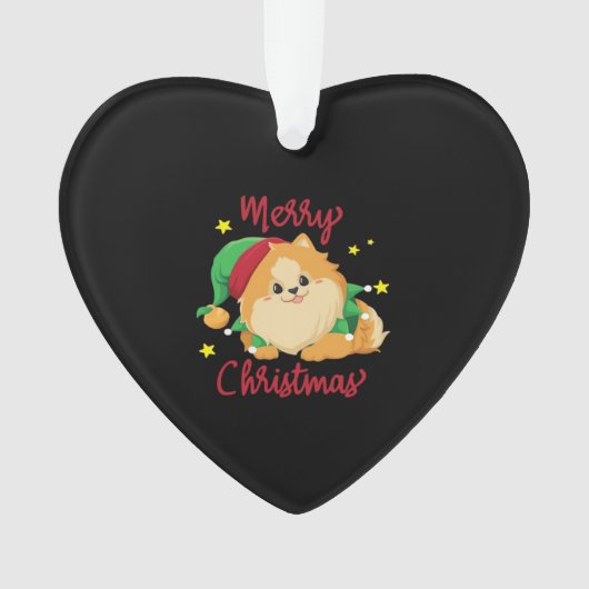 Christmas Pomeranian Merry Xmas Essential T-Shirt Ornament (voorkant)