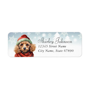 Christmas Poodle Chien Retour Adresse Étiquettes