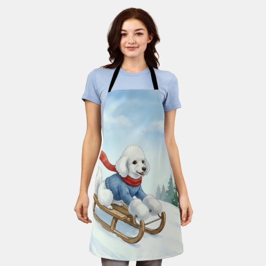Christmas Poodle Sledding, Apron Schort (Gedragen)