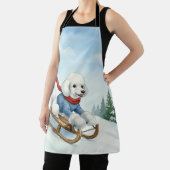 Christmas Poodle Sledding, Apron Schort (Insitu)