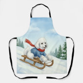Christmas Poodle Sledding, Apron Schort (Voorkant)